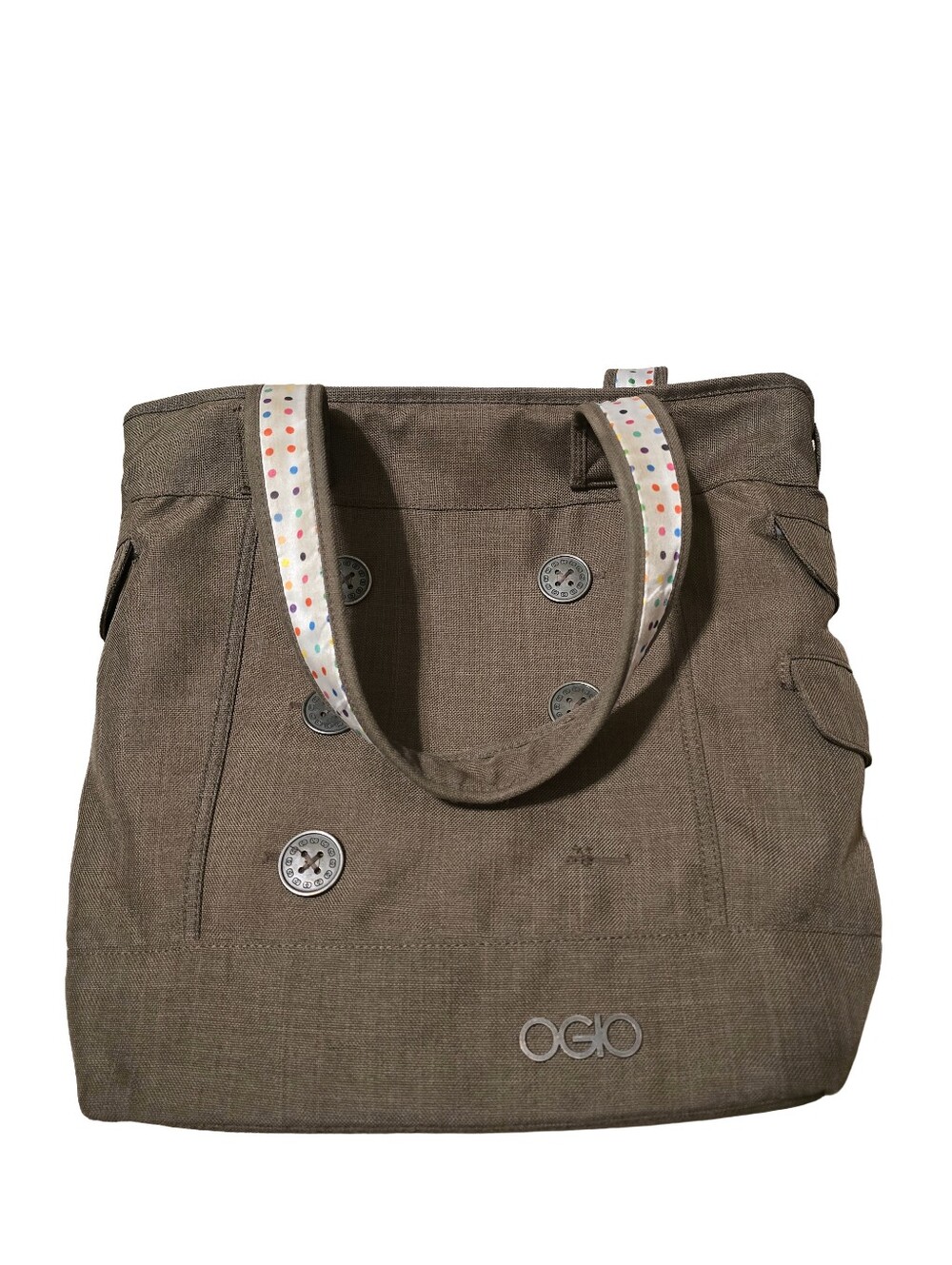 Olive Canvas Green Laptop Tote Multicolor Polka Dot Interior By OGIO - Picture 1 of 11